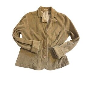 St. Johns Bay Tan Corduroy Button-Front Jacket Size Medium Casual Lightweight
